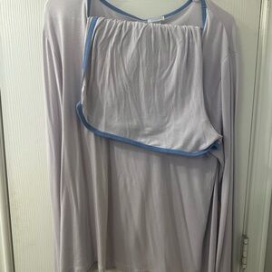 LAKE Pajamas - Light Purple Long Sleeve Top with Blue Trim